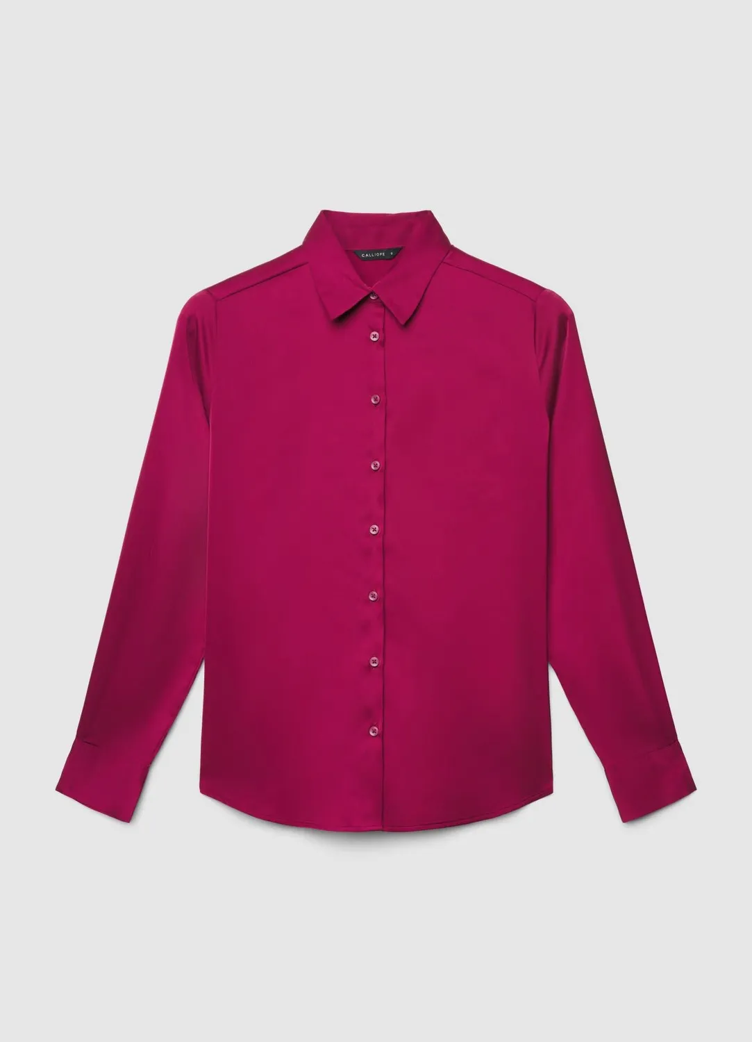 Calliope chemise satinée unie femme manches longues