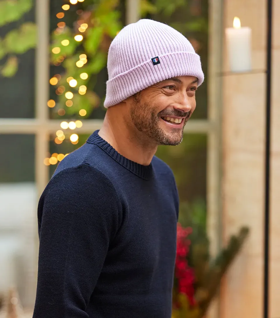 Cocorico bonnet lilas laine mérinos taille unique
