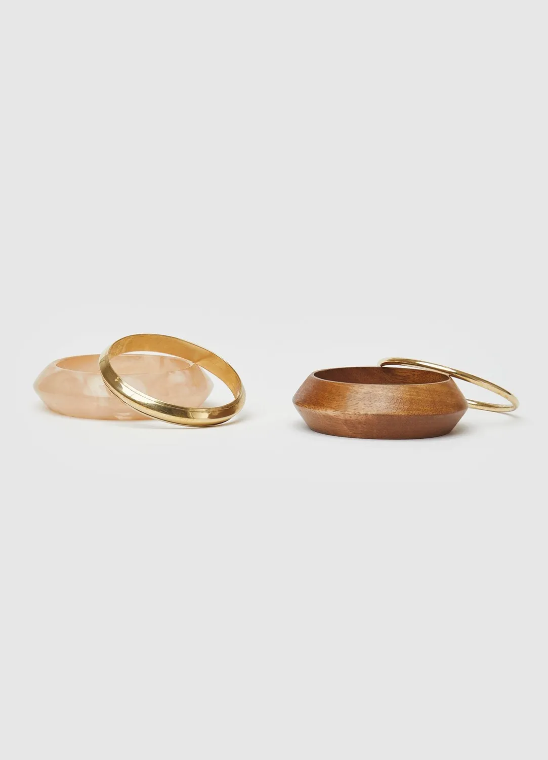 Calliope lot 4 bracelets rigides femme métal marbré bois