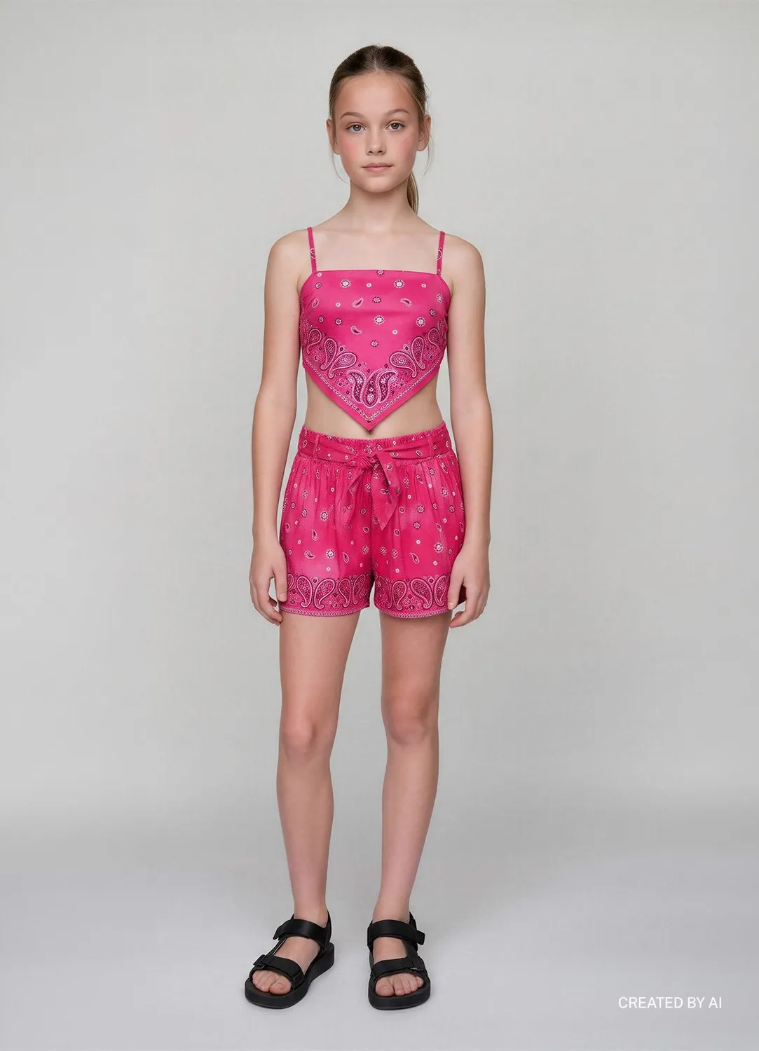 Calliope Top fille bandana paisley bretelles