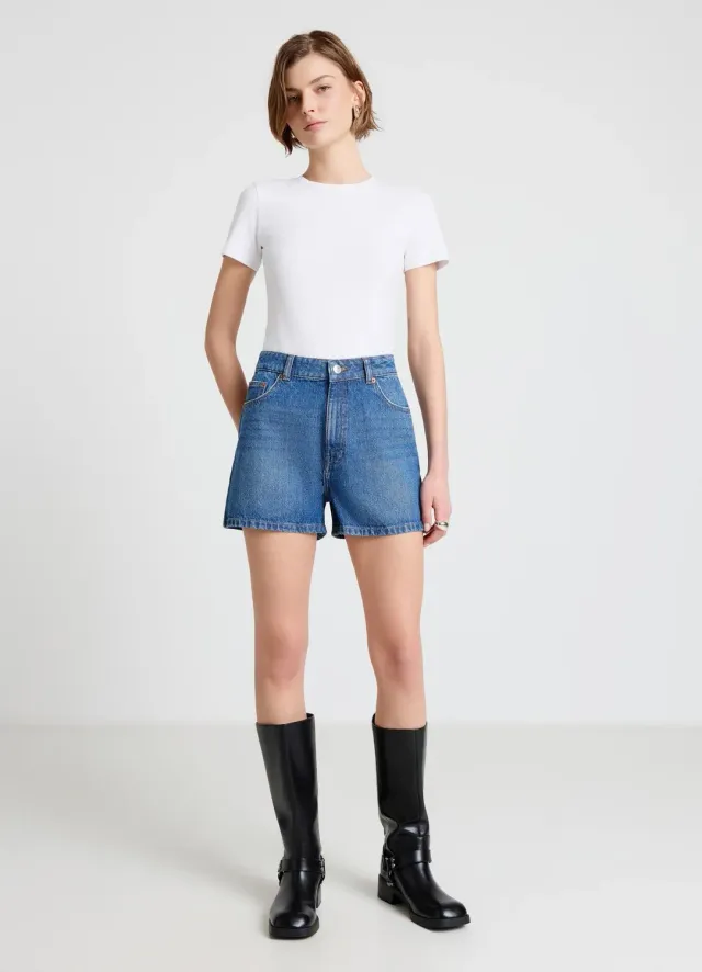 Calliope bermuda denim femme taille haute 5 tailles