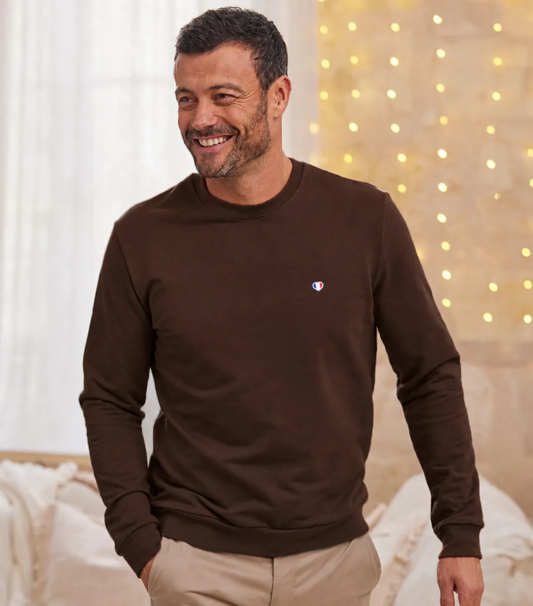 Cocorico Iconique Sweat Marron Homme coton