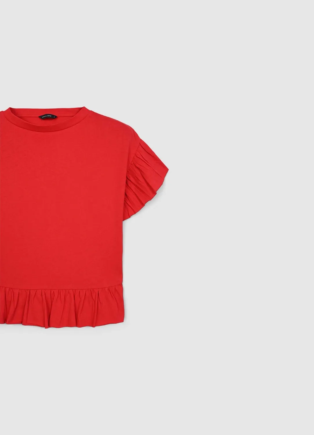Calliope t-shirt volants coton femme col rond uni