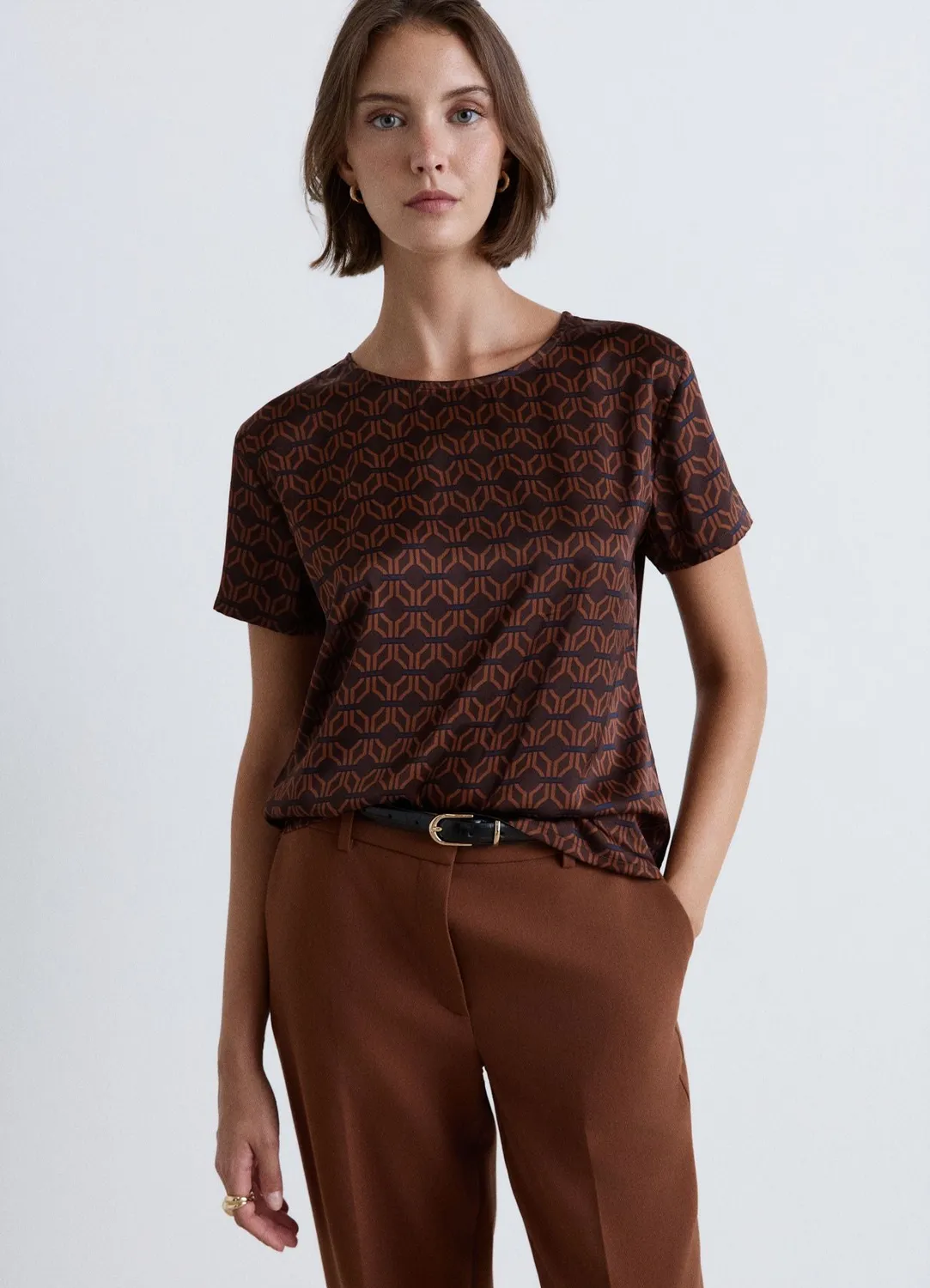Calliope blouse imprimé géométrique manches courtes femme