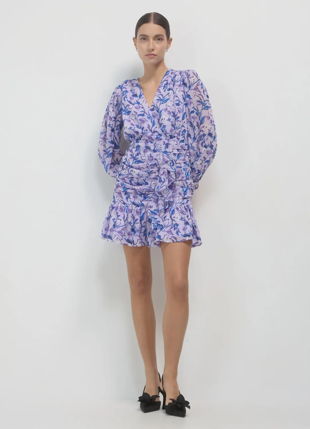 Calliope robe courte femme fleurie col V