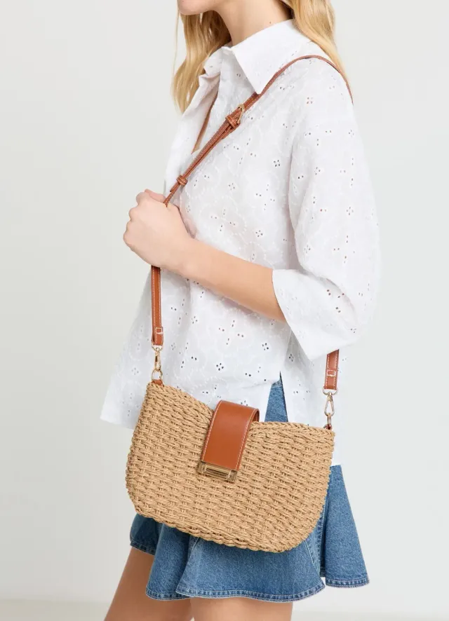 Calliope sac bandoulière paille chaîne femme 21 cm