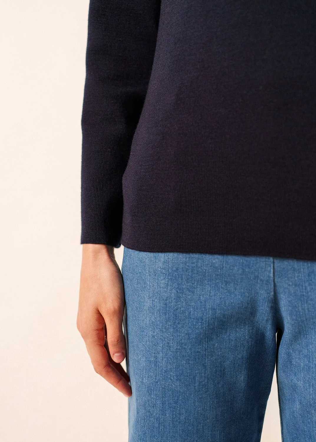 Saint James Passerelle pull Navy col camionneur laine