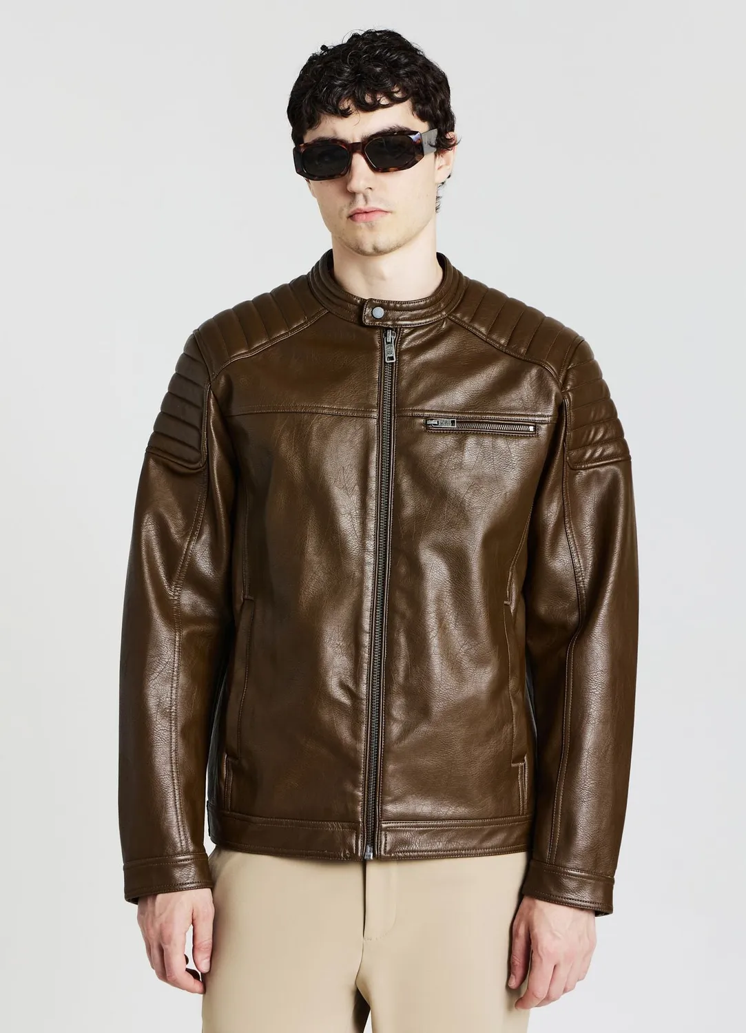 Calliope blouson biker simili cuir homme fermeture zip