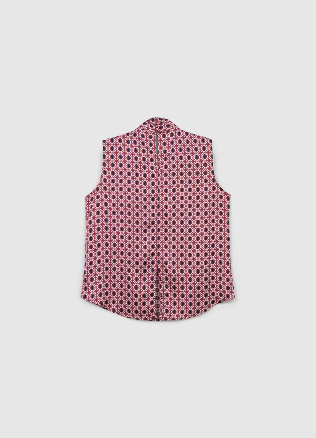 Calliope top satin femme sans manches motif géométrique