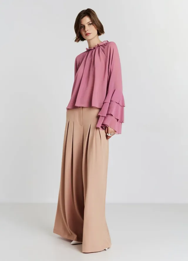 Calliope blouse femme unie manches à volants