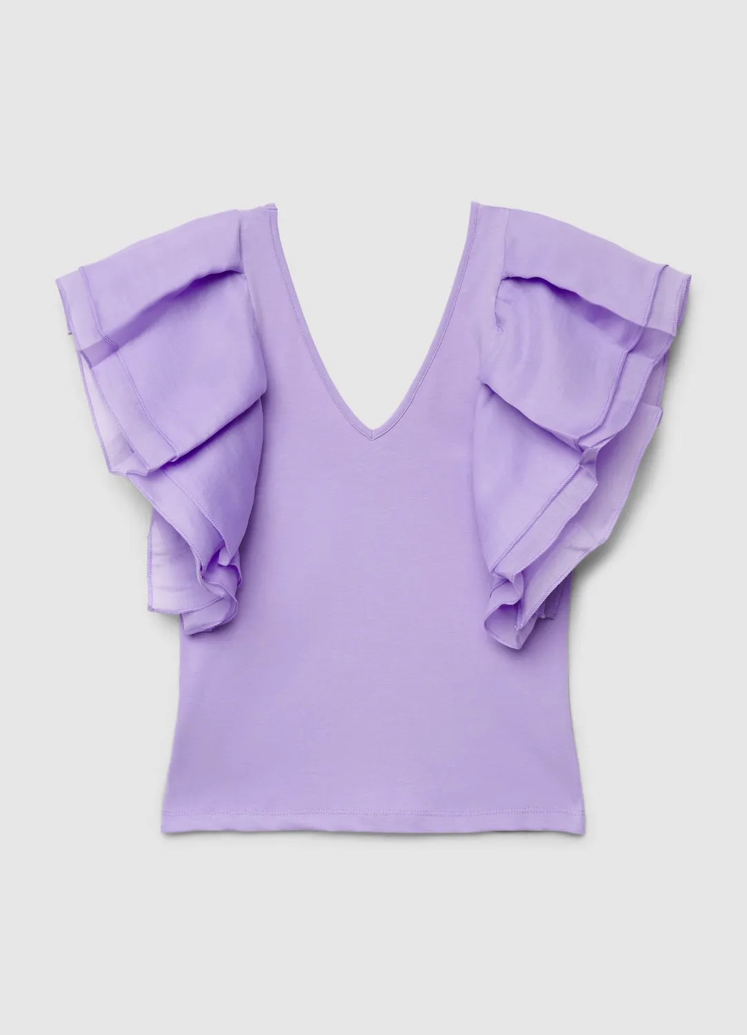 Calliope t-shirt col V volants organza uni
