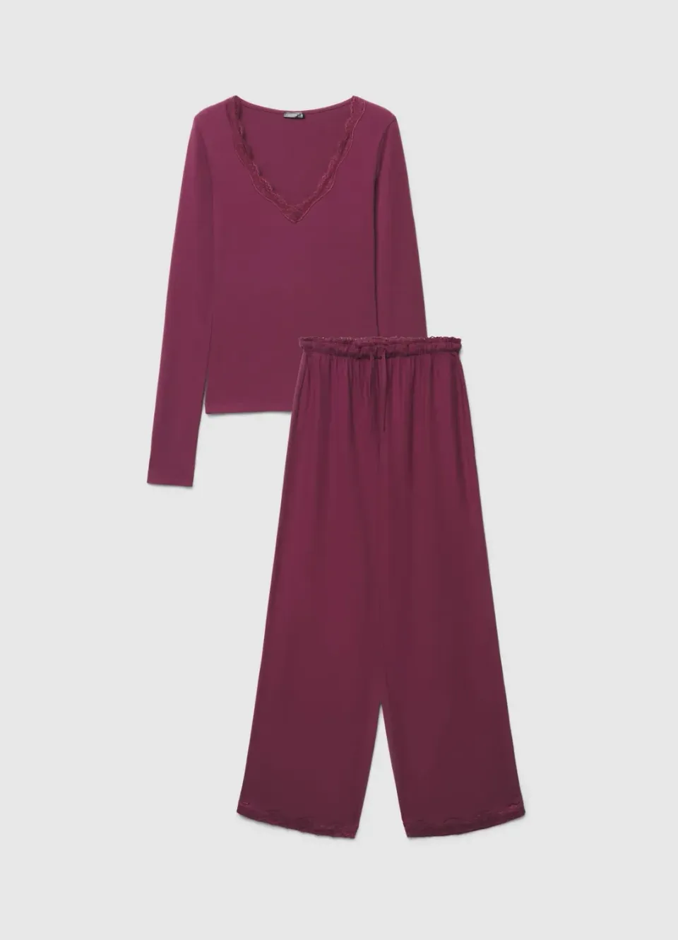 Calliope pyjama femme col V dentelle pantalon