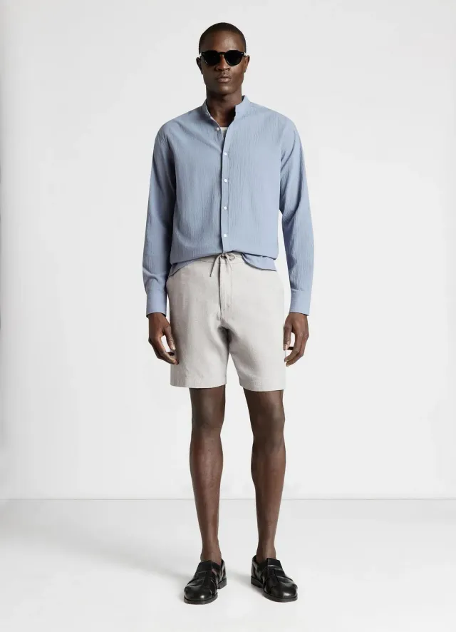 Calliope chemise col mao homme unie manches longues