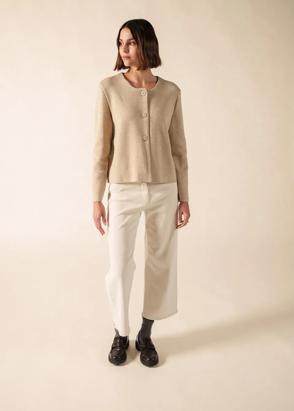 Saint James Montpellier veste beige femme laine
