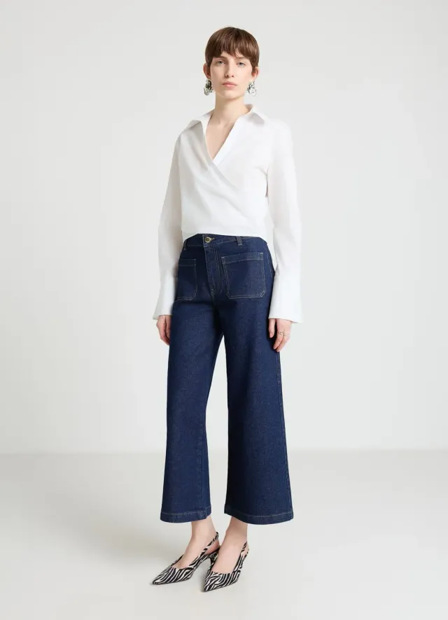 Calliope chemise croisée crop femme bureau
