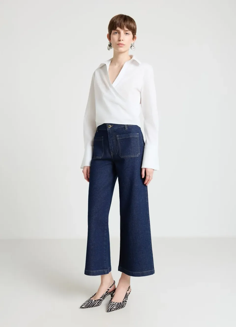 Calliope chemise croisée crop femme bureau