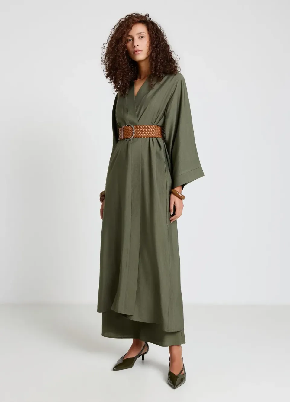 Calliope kimono long uni femme manches 3/4