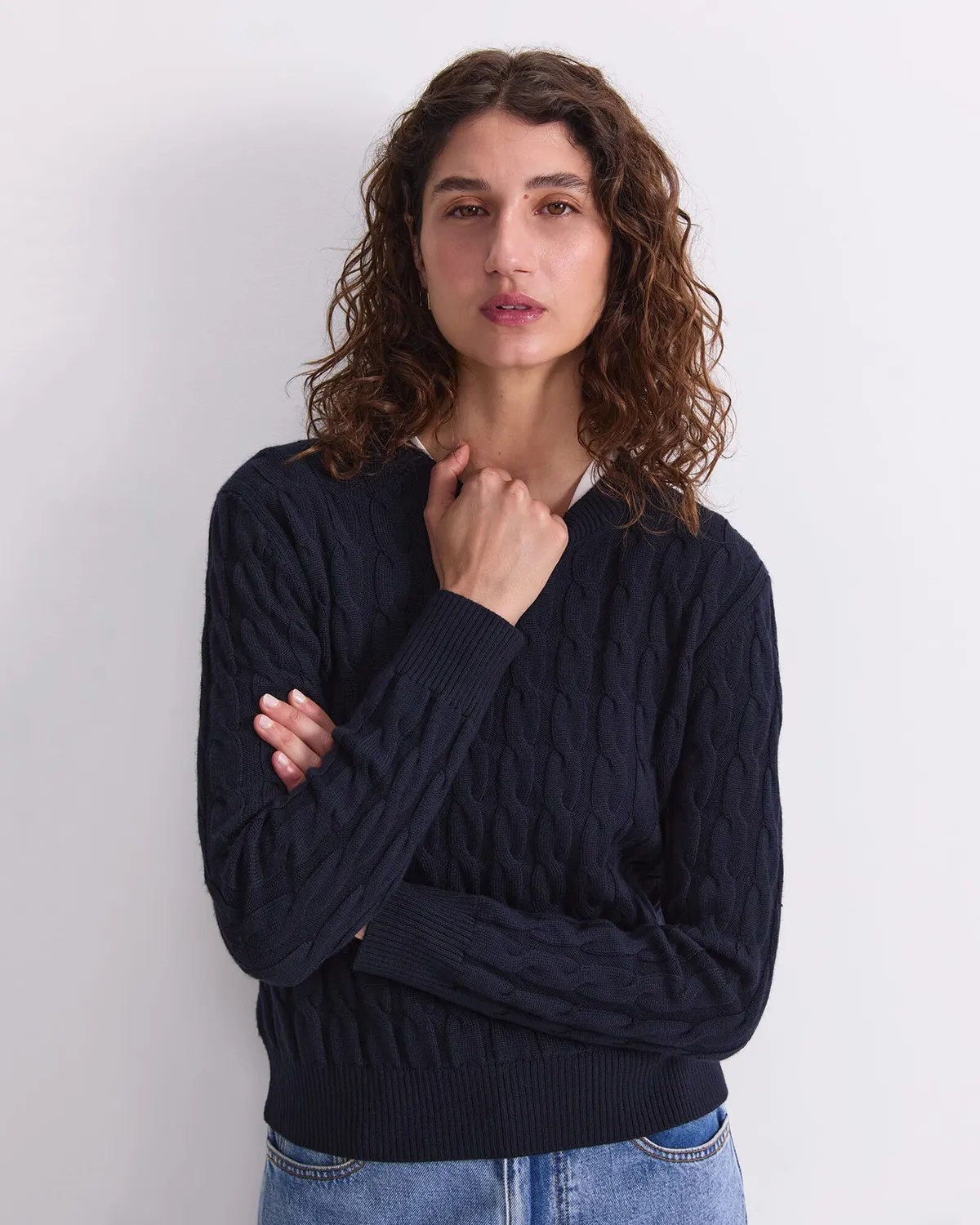 Sportscraft Merino pull torsades femme laine