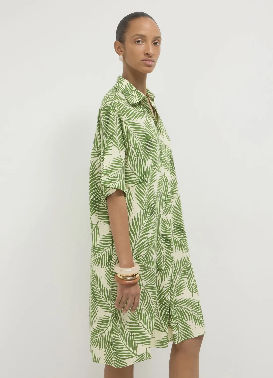 Calliope robe courte femme lin mélangé à motif