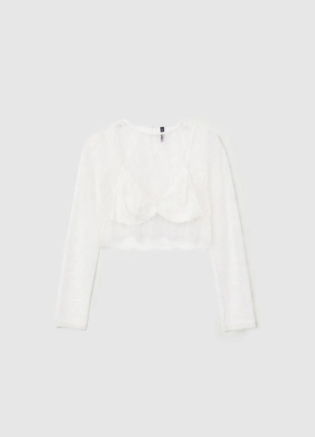 Calliope top crop dentelle femme manches longues floral