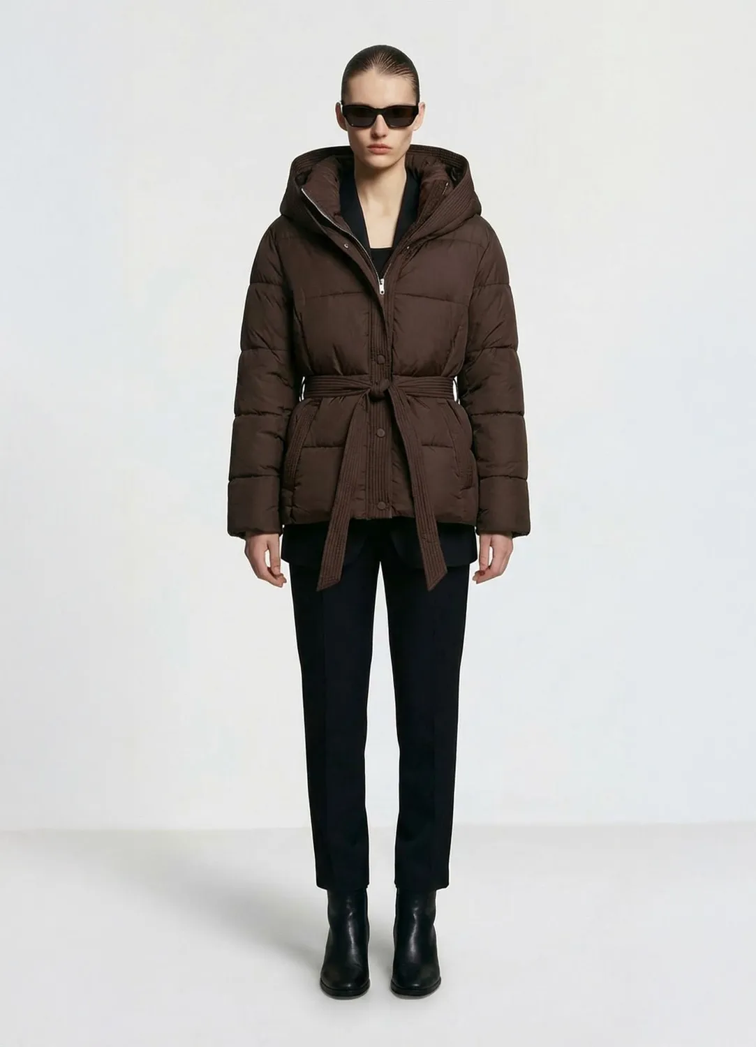 Calliope blouson matelassé capuche femme avec ceinture