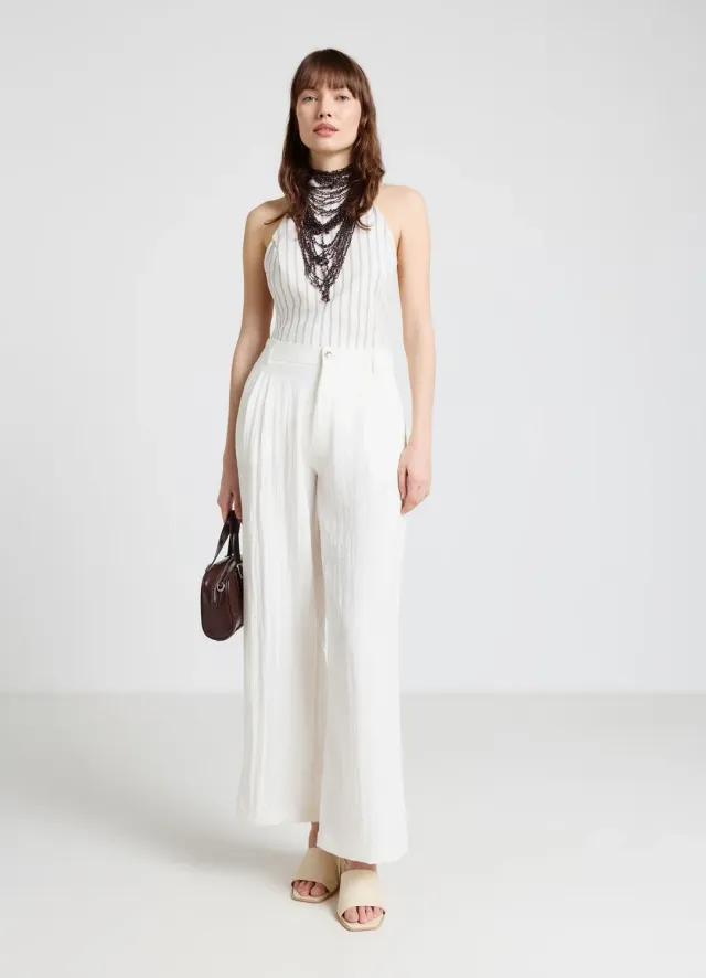 Calliope pantalon palazzo doubles pinces femme taille haute