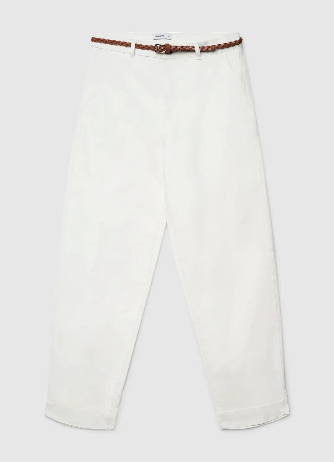 Calliope pantalon chino femme ceinture tressée uni