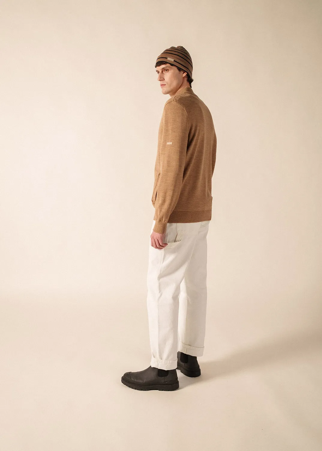 Saint James Colorado gilet homme beige foncé laine
