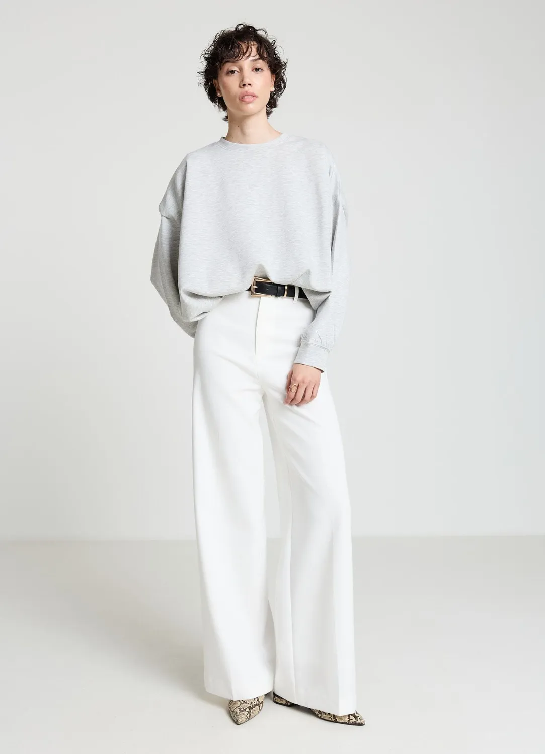 Calliope pantalon palazzo sans poches femme uni coupe large