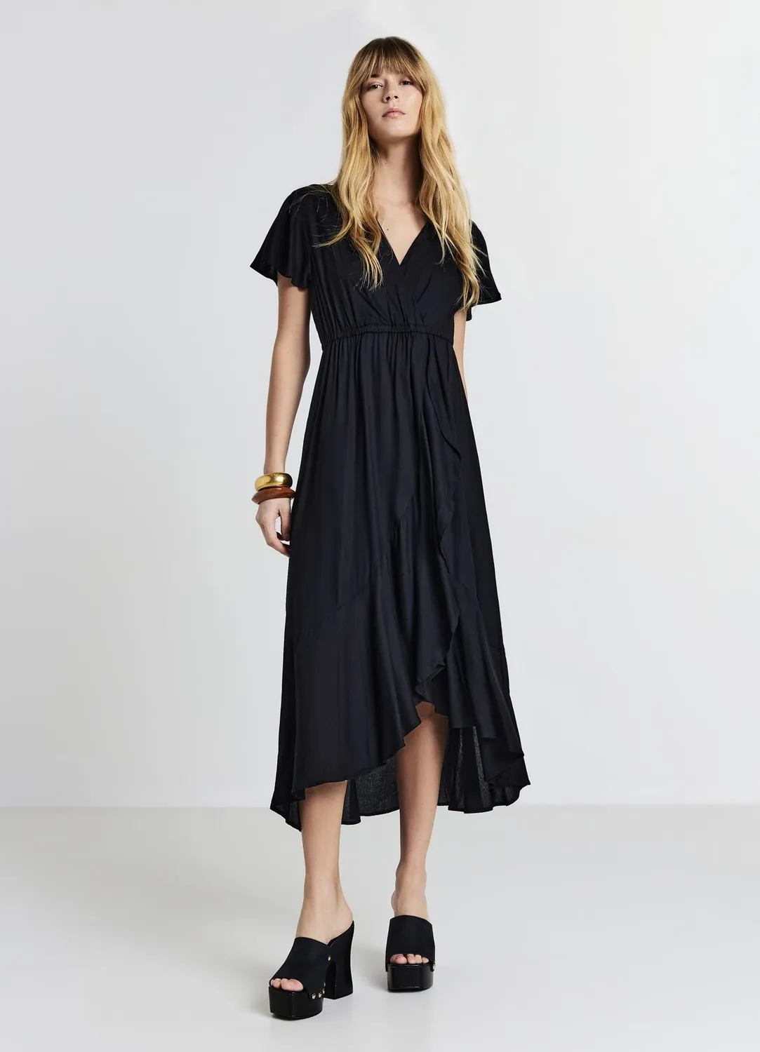 Calliope Croisé à Volants robe longue femme