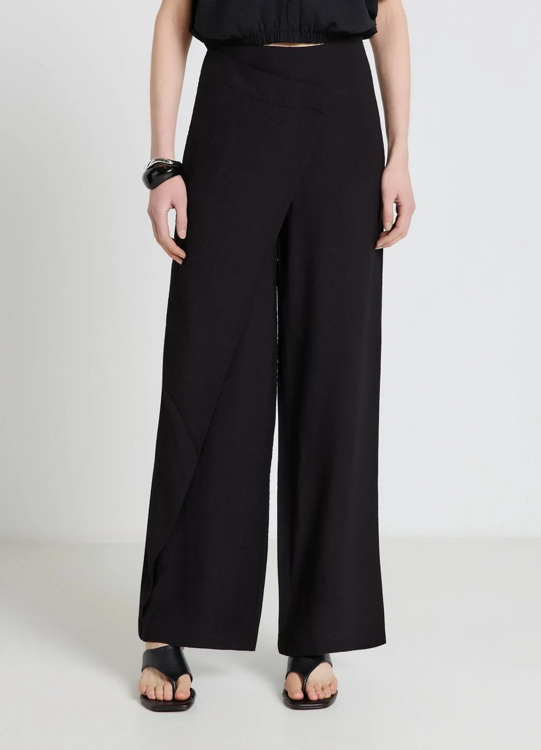 Calliope pantalon panneau drapé pantalon taille haute femme