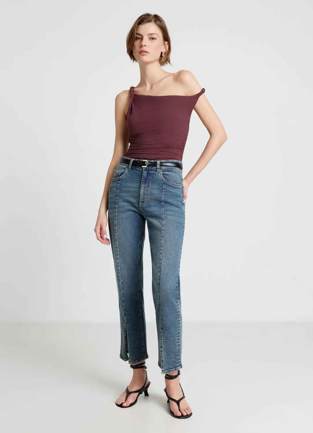 Calliope top femme froncé col bateau