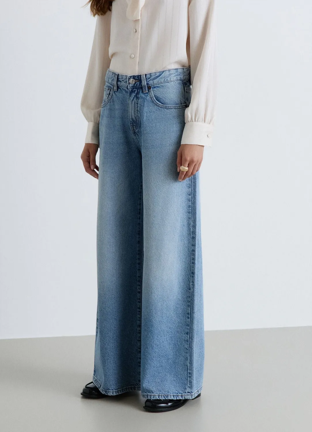 Calliope jean femme wide leg taille basse uni