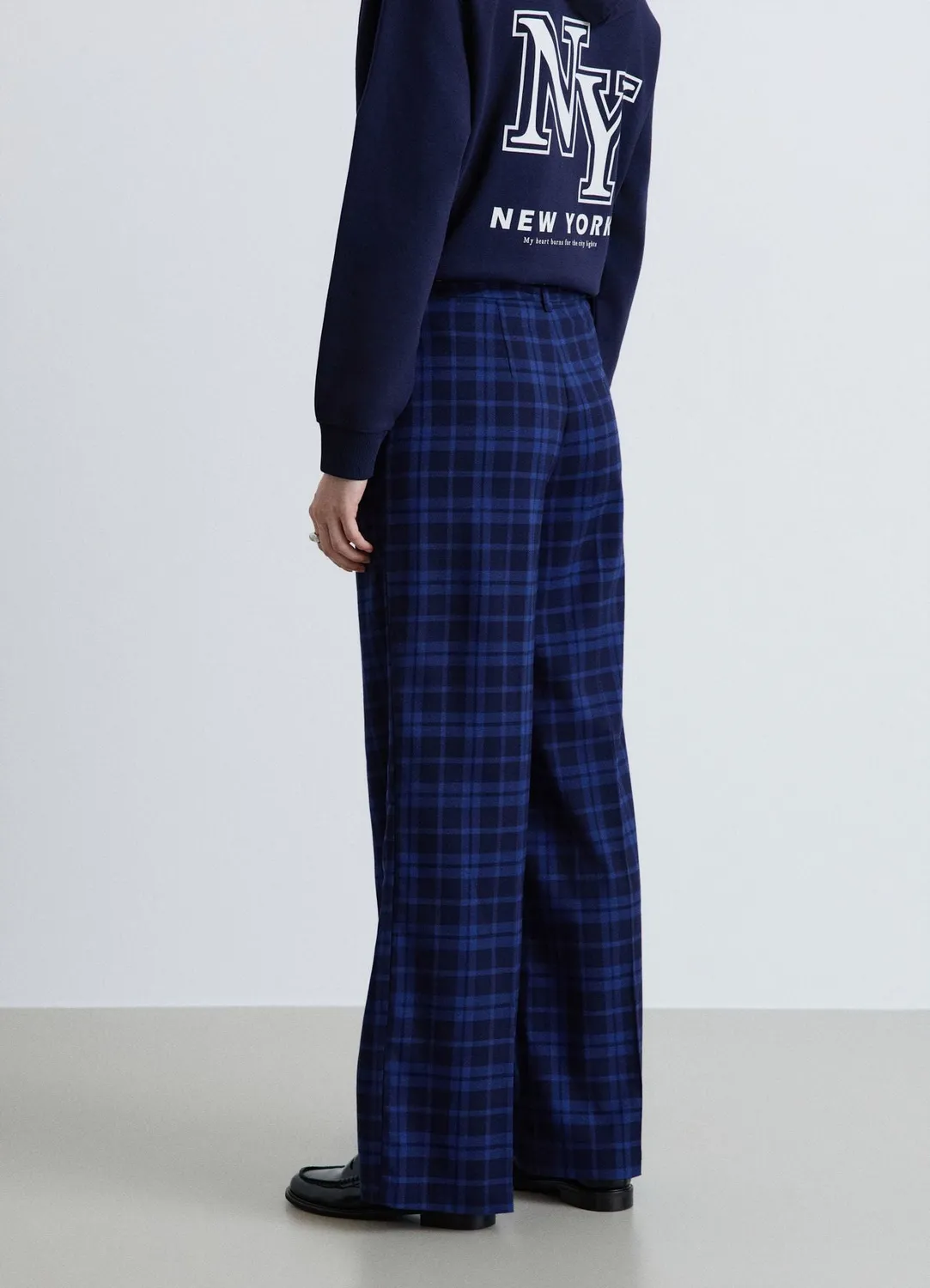 Calliope Pantalon droit à carreaux femme à cordon