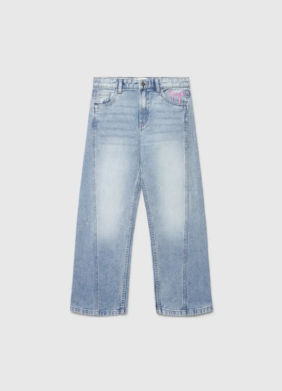 Calliope Wide Leg jean fille broderie nœud