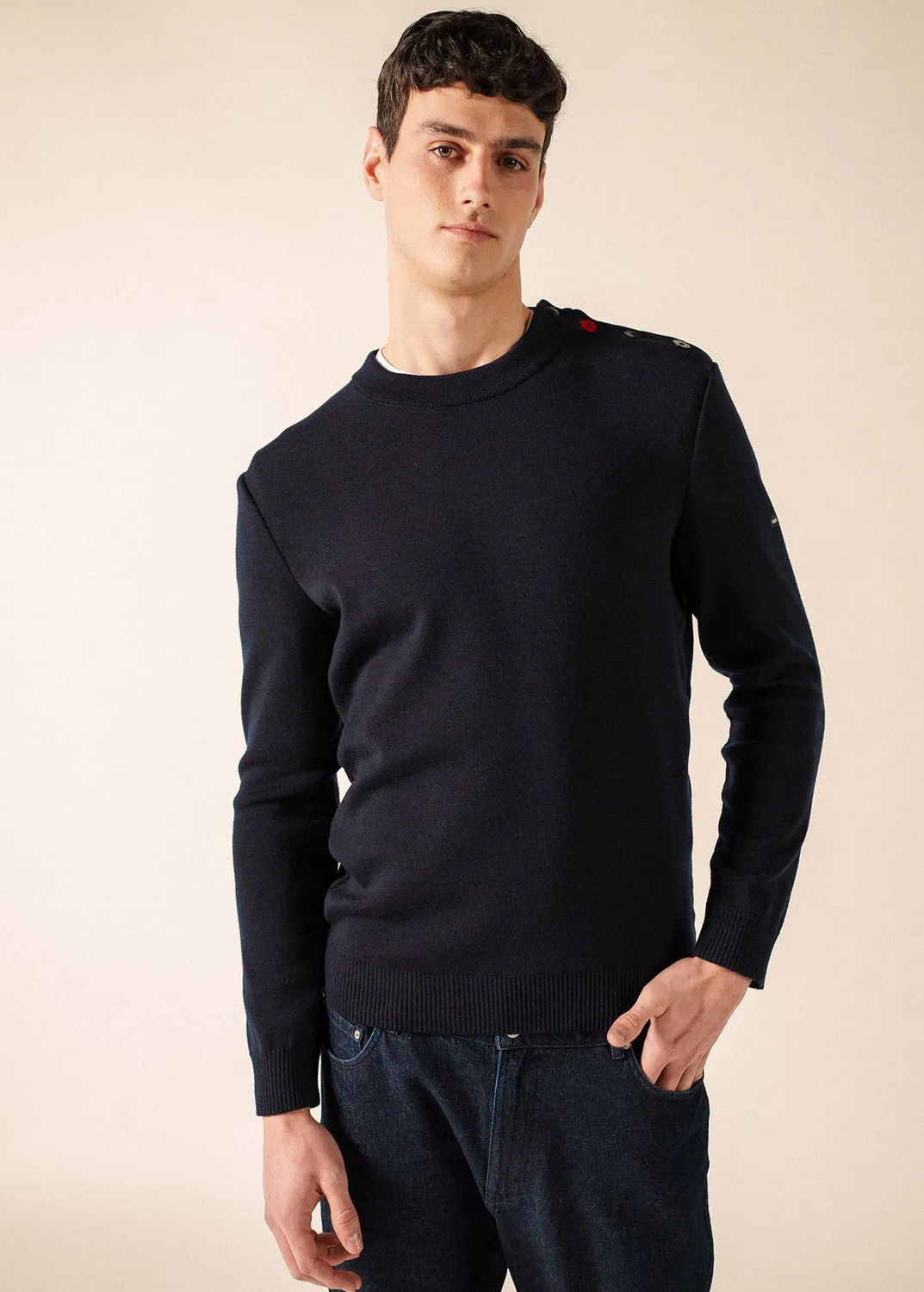 Saint James Mondiovision pull navy laine homme