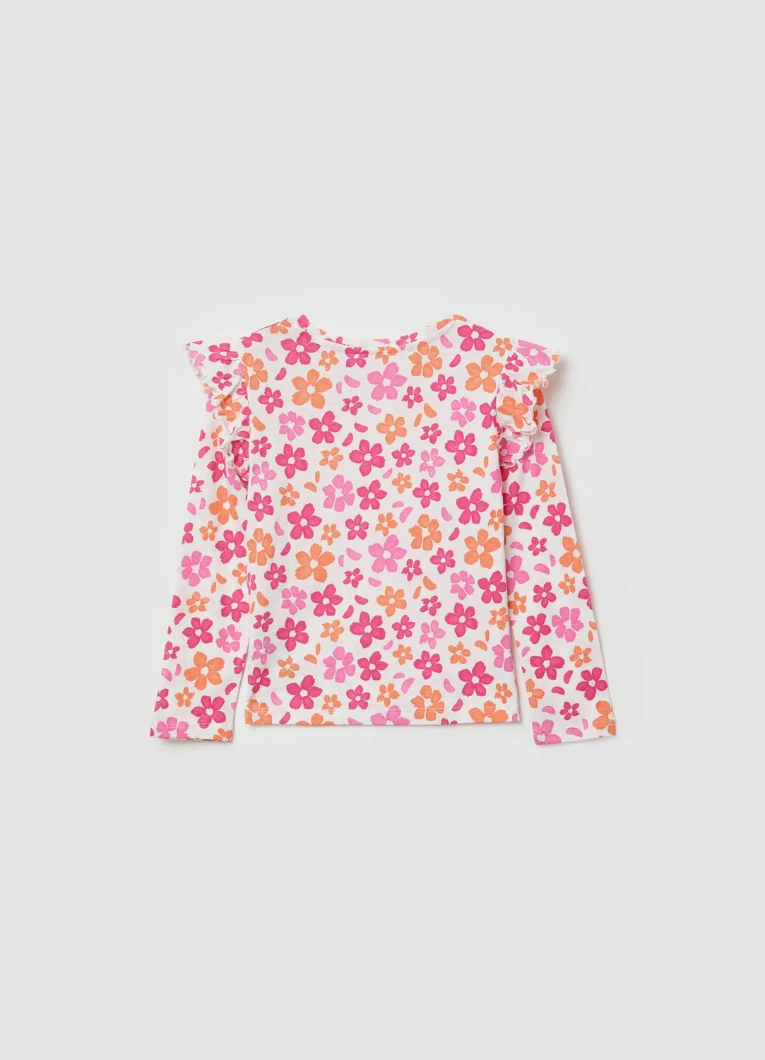 Calliope t-shirt volants fleurs fille manches longues