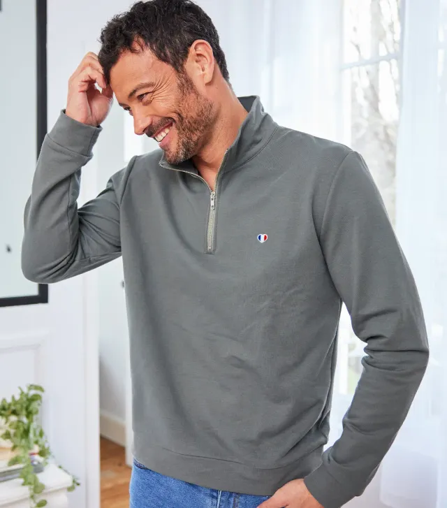 Cocorico Camionneur Iconique sweat homme sauge coton