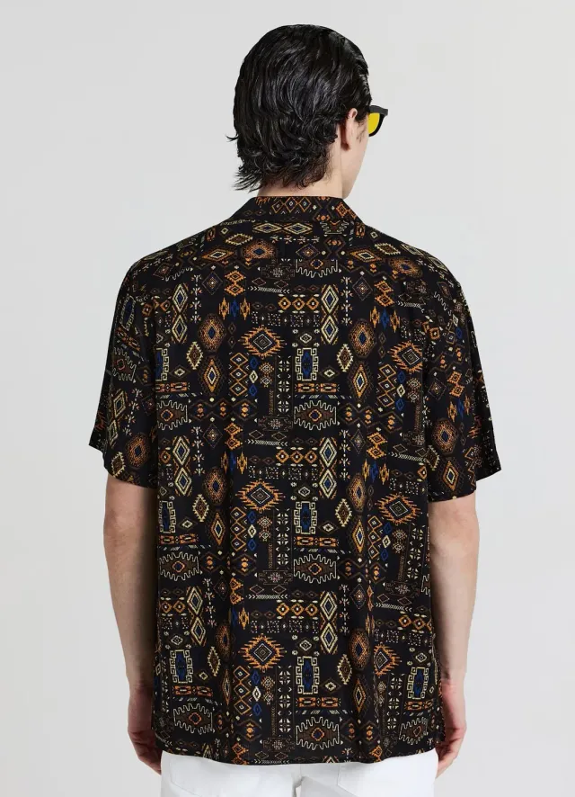 Calliope chemise bowling homme motif ethnique manches courtes
