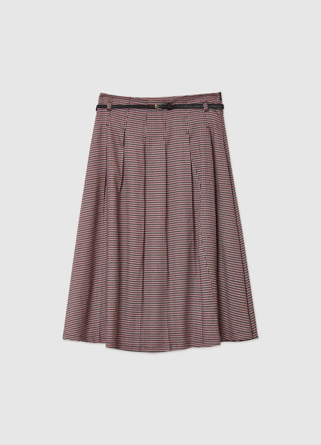 Calliope jupe longue plissée pied-de-poule femme ceinture