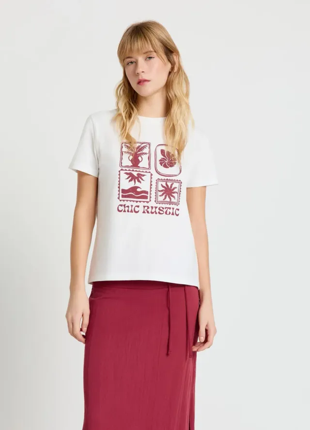 Calliope t-shirt imprimé femme col rond manches courtes