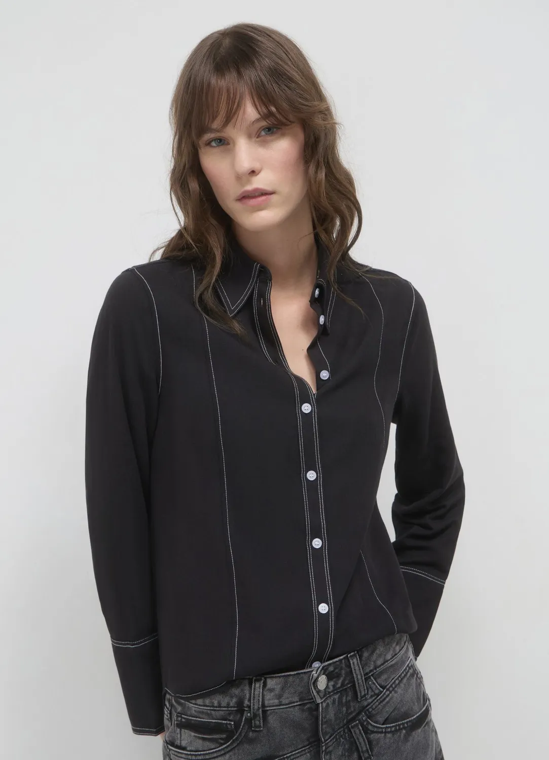 Calliope chemise femme surpiqûres contraste
