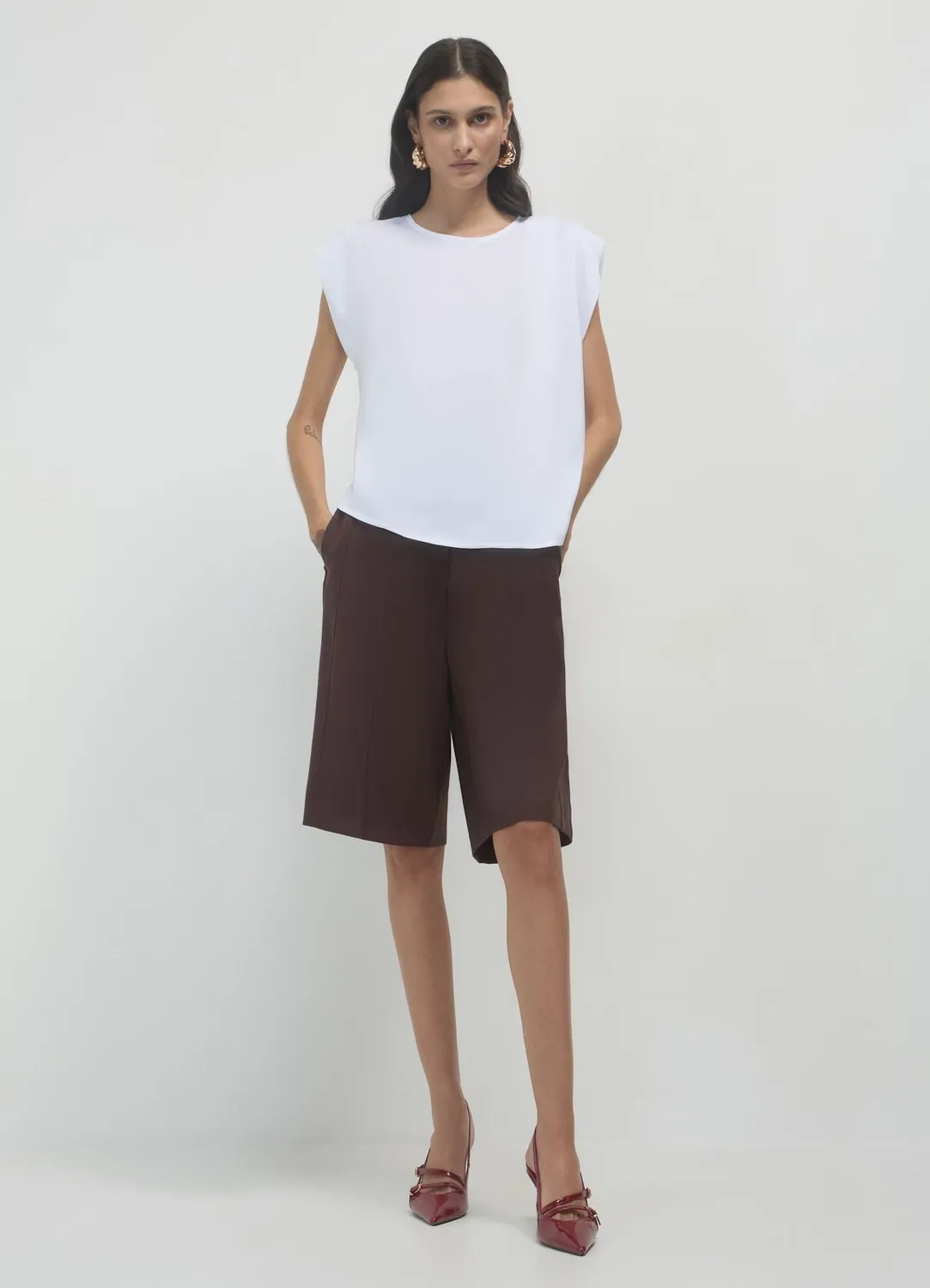 Calliope débardeur femme col rond plissé