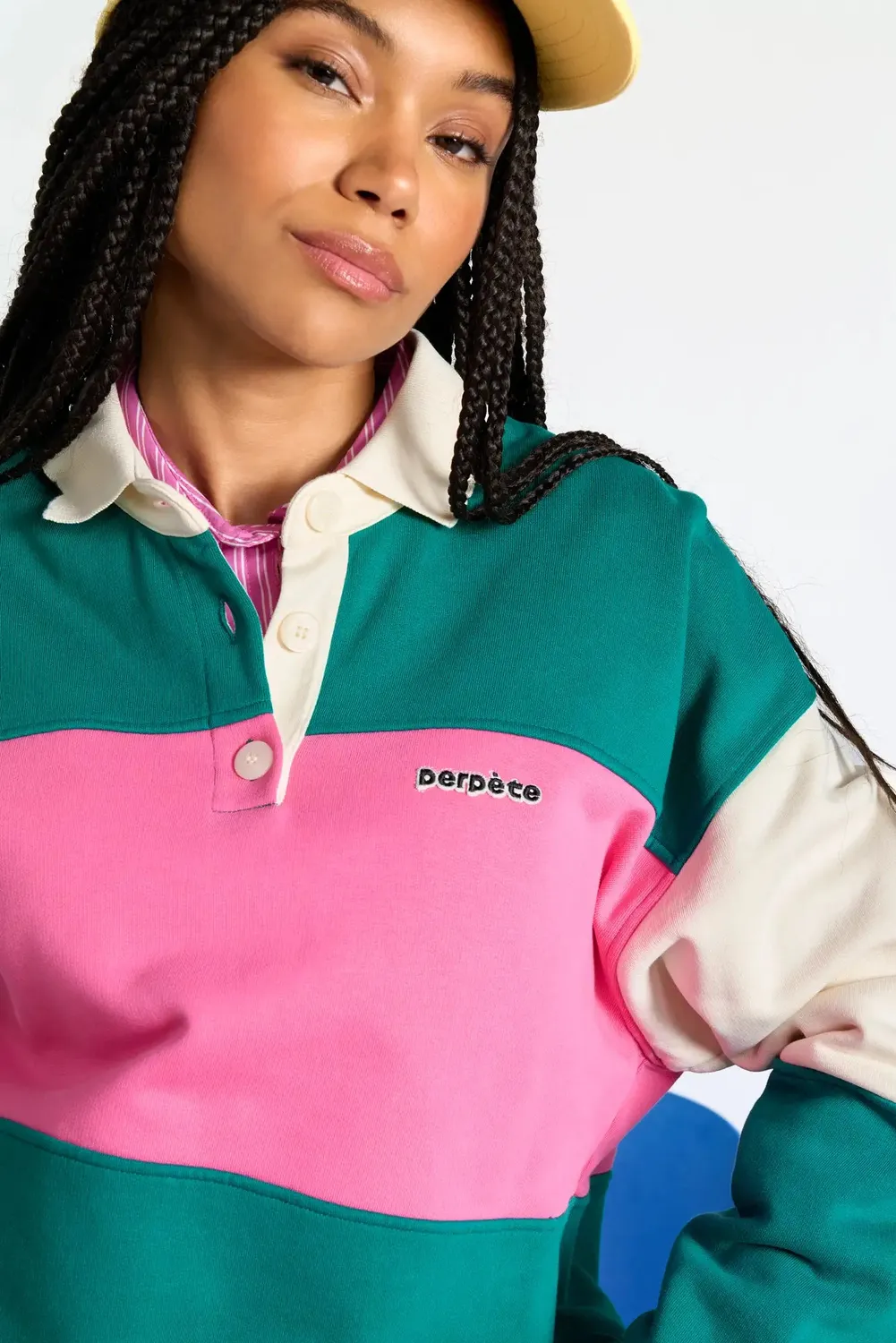 Perpète Linda vert sweat coton bio oversize