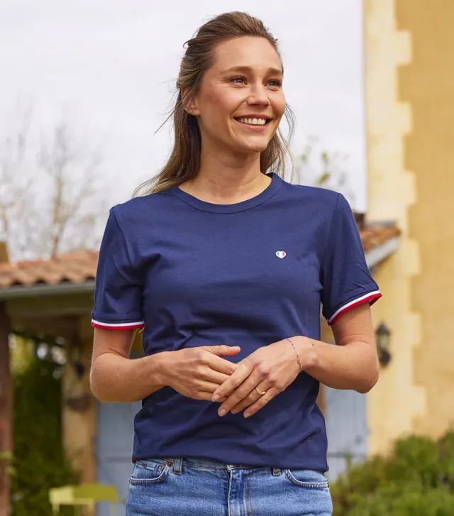 Cocorico Iconique t-shirt femme marine supporter coton