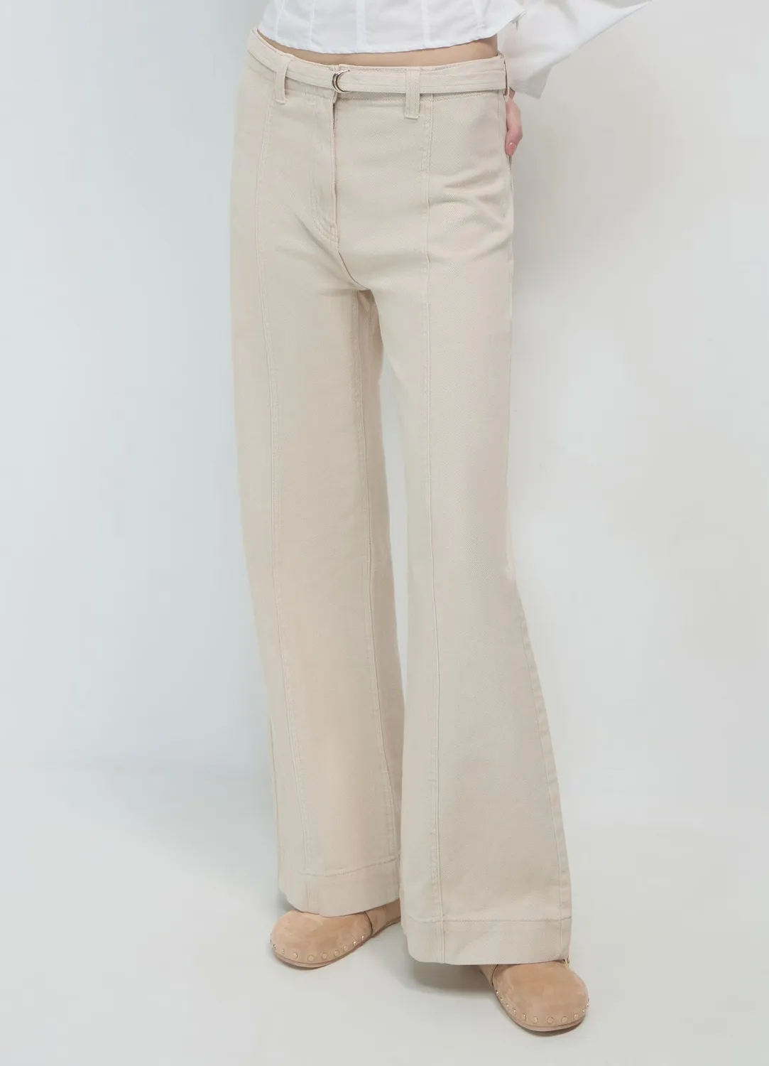 Calliope Pantalon palazzo femme coton ceinture