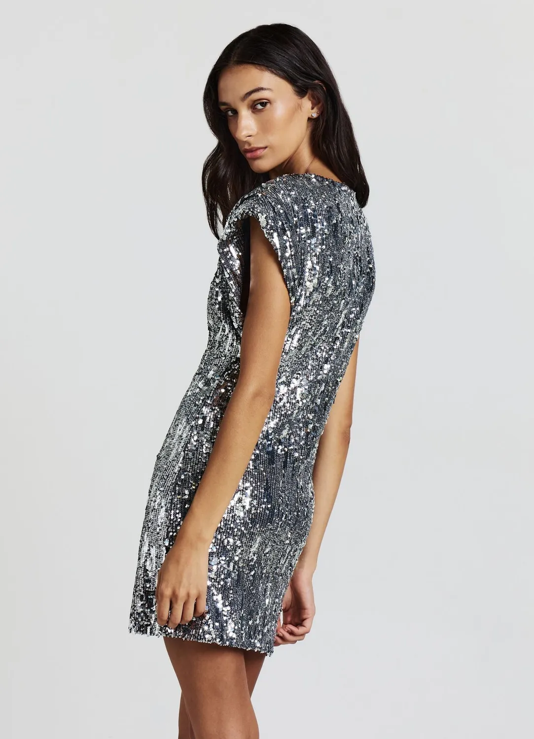 Calliope robe courte paillettes femme col rond soirée