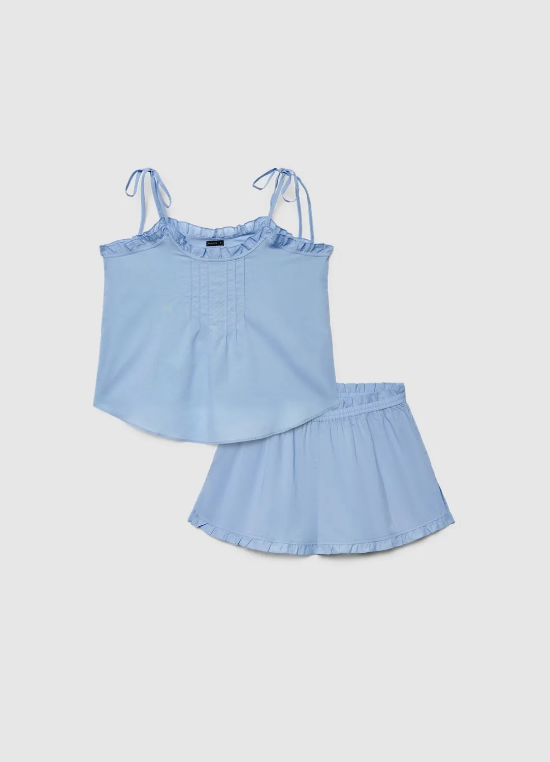Calliope uni pyjama femme 2 pièces volants