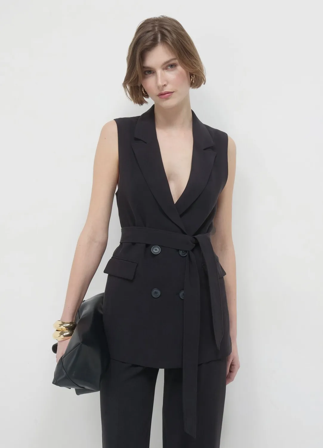 Calliope gilet femme double boutonnage ceinturé