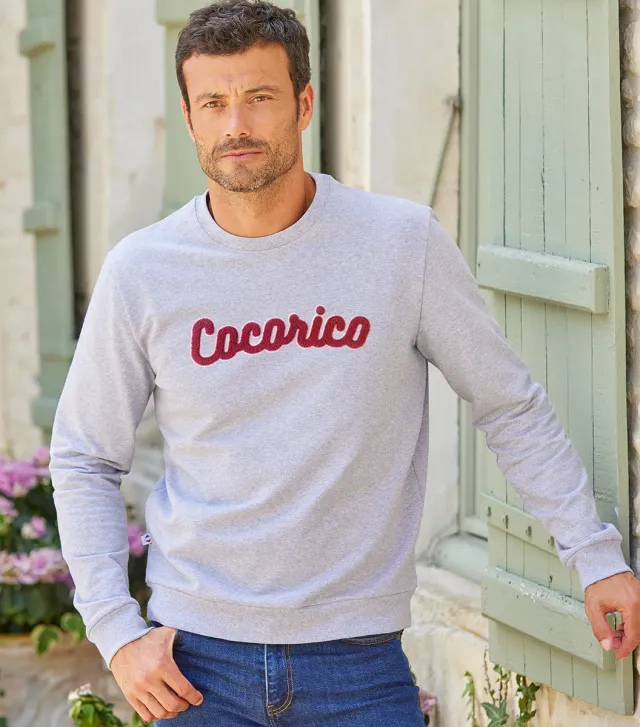 Cocorico La Bouclette sweat homme gris coton